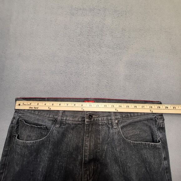 Sean John Jeans Mens 38x30 Black Hamilton Straight Leg Distressed Denim - Picture 8 of 10